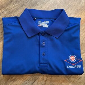 Under Armour Chicago Cubs XL Men's Royal Blue Polo Loose Fit Baseball Sports